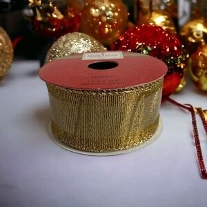 Holiday Inspirations Gold Wire Edge Ribbon Christmas Holiday Gift Wrap New